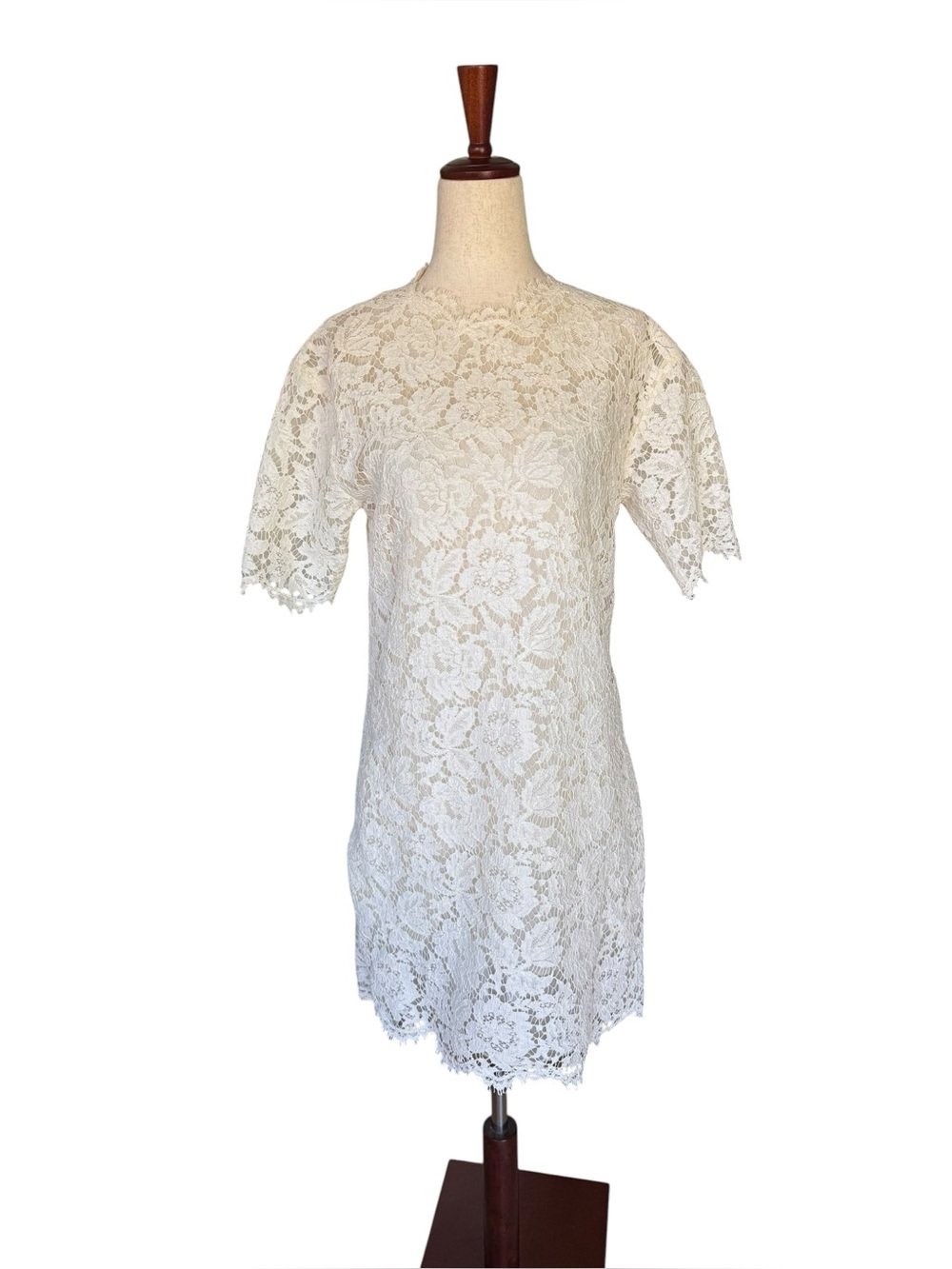 Valentino White Lace Pattern Mini Dress with Pockets sz 4